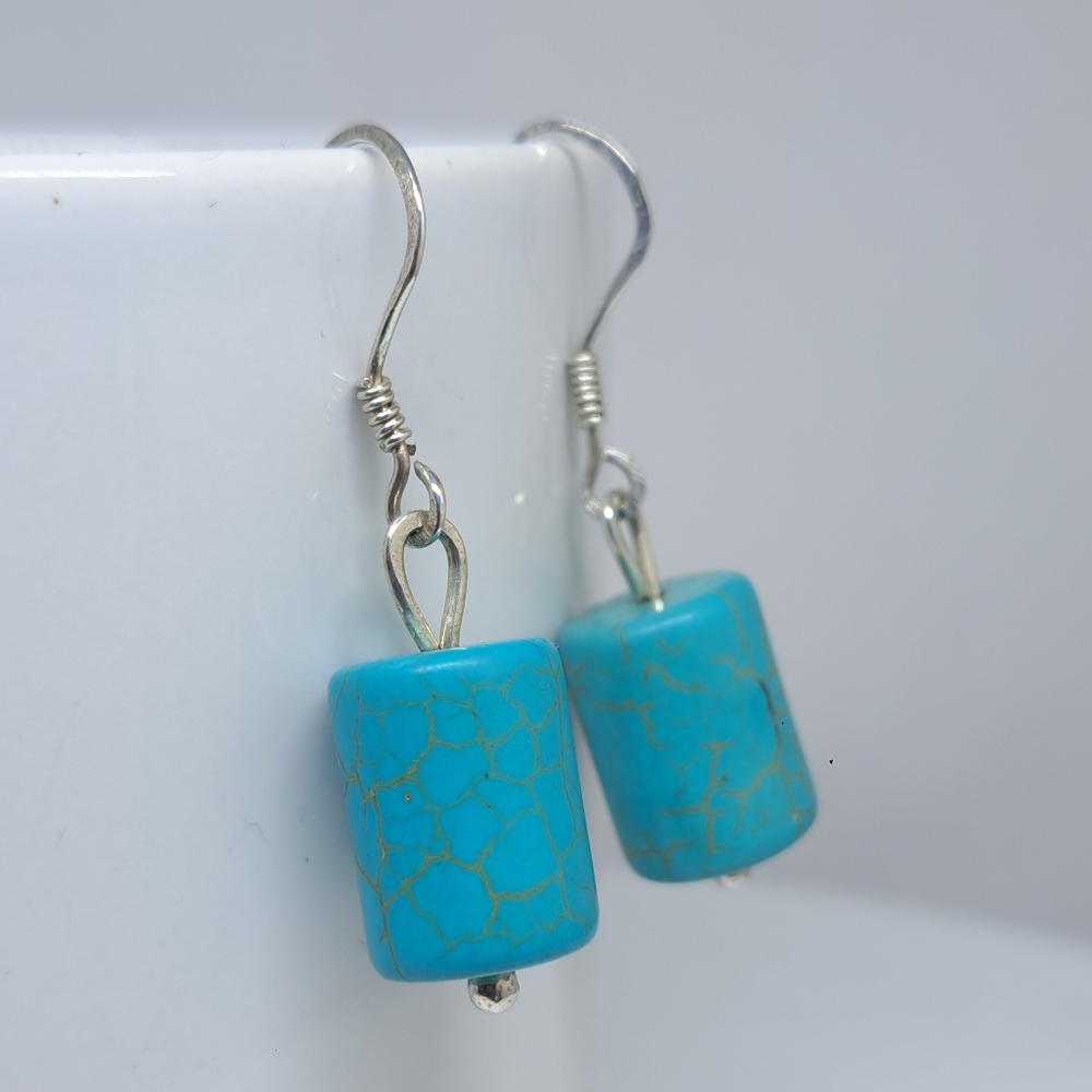 Handmade Reconstituted Turquoise Beads Earrings